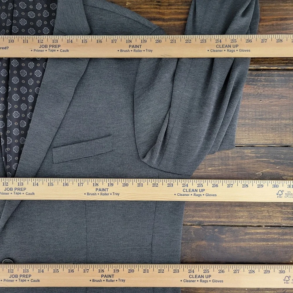 Chaps Men's Sport Coat Blazer Two Button Charcoal Gray‎ Polyester Blend Sz 48L
